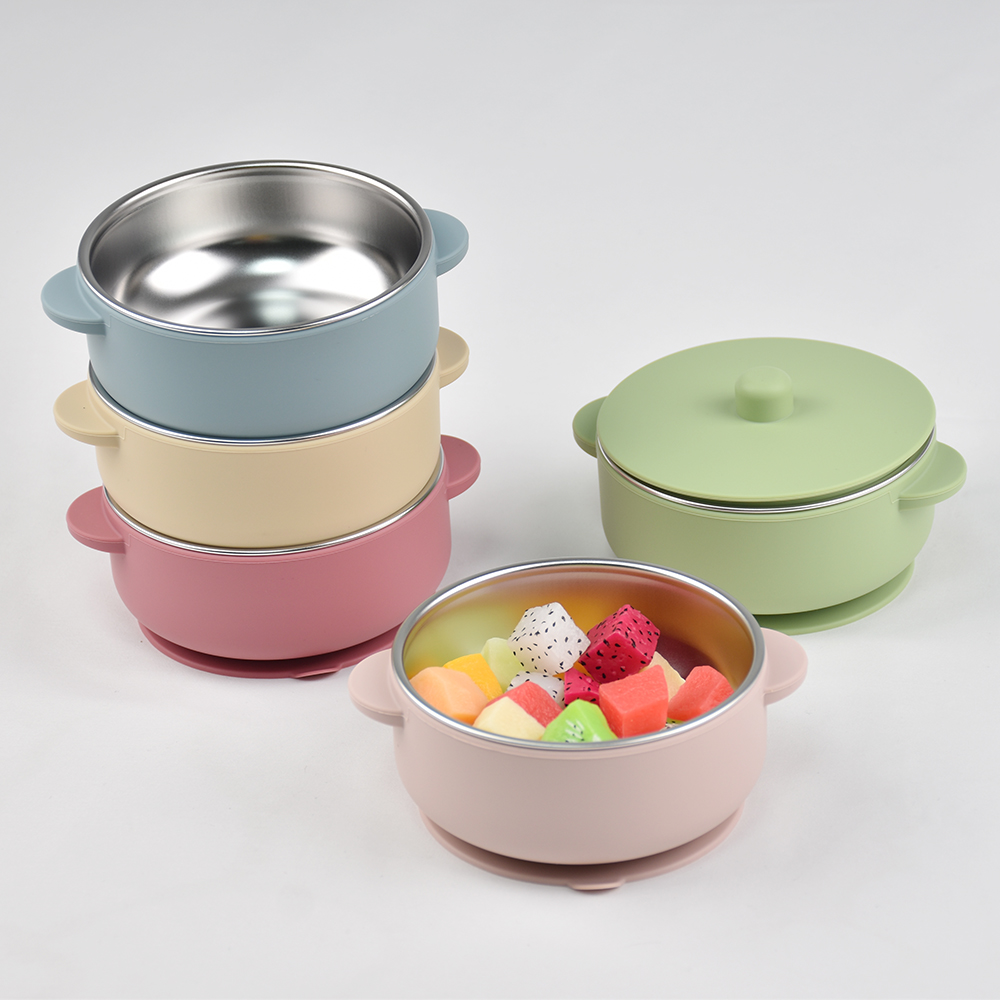 Baby Food Jars With Lids - 300-ml-Baby-Trainingsschüssel mit Deckel, 300-ml-2-in-1-Futterset aus Edelstahl