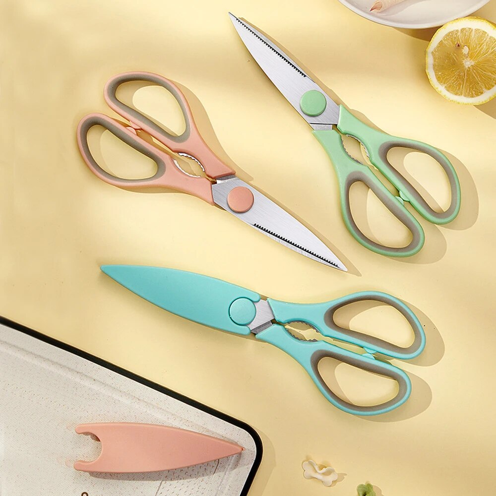 Baby Food Scissors - Edelstahl-Haushalts-Küchenschere, zweifarbiger Kunststoffgriff, Mehrzweck-Küchenwerkzeuge zum Schneiden